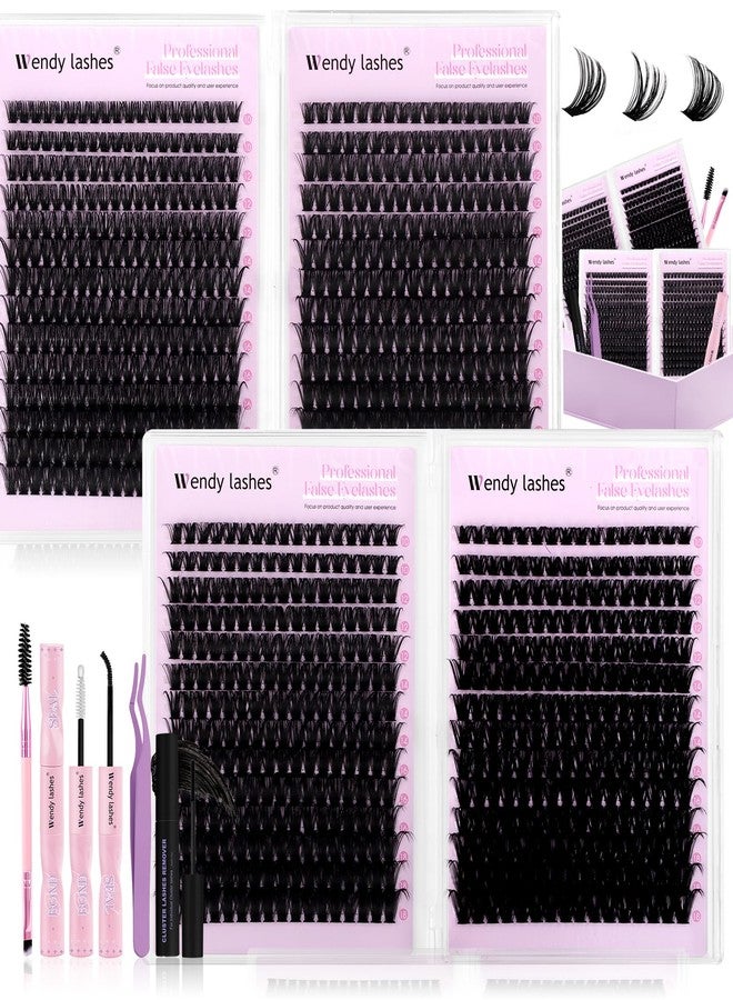 WENDY LASHES Wendy Lash Clusters Kit Packs: 980-Pcs, 60D, 80D, 80D, 100D, D Curl, 10-18mm Mixed, Cat Eye, Soft, Natural, Fluffy, DIY Eyelash, Individual, Eye lash clusters, Bulk Pack - Image 1